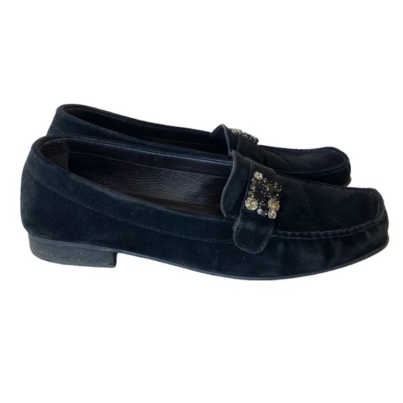 Stuart Weitzman Black Suede Loafers - Picture 2 of 16